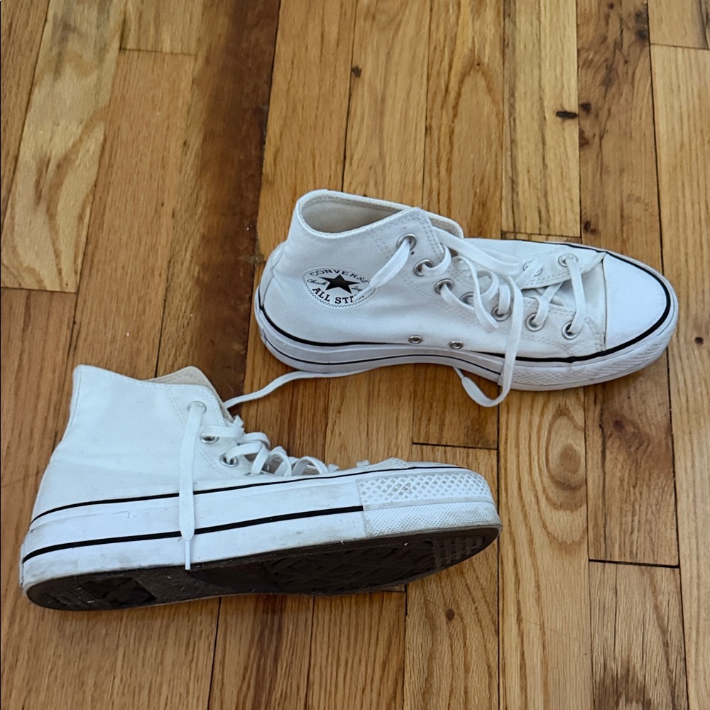 Converse White platform High Top Sneakers